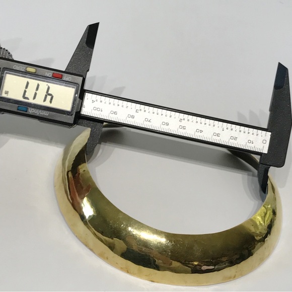 Vintage Mexico Signed Solid Brass Domed Torque Choker Necklace Tribal Modernist - Picture 10 of 11